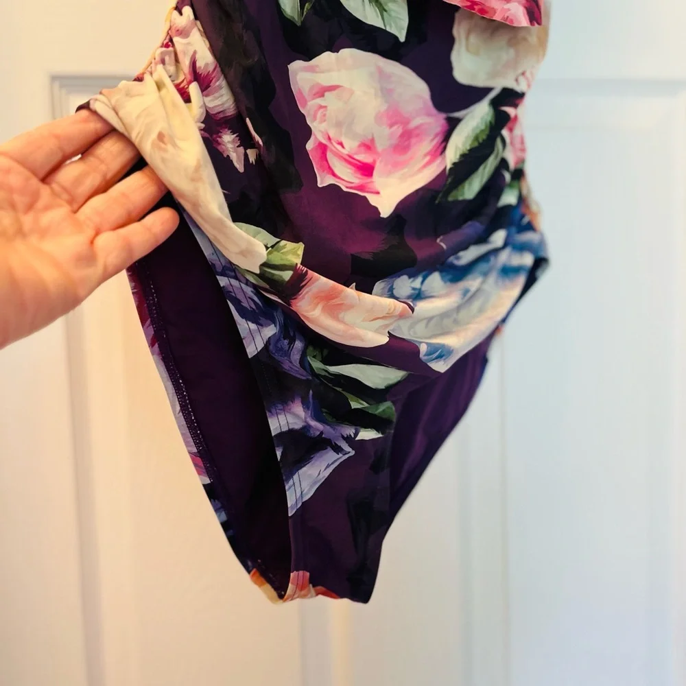 La Blanca Floral 1 Piece Swimsuit-Purple and Multicolor Ware off shoulders! - Picture 2 of 14